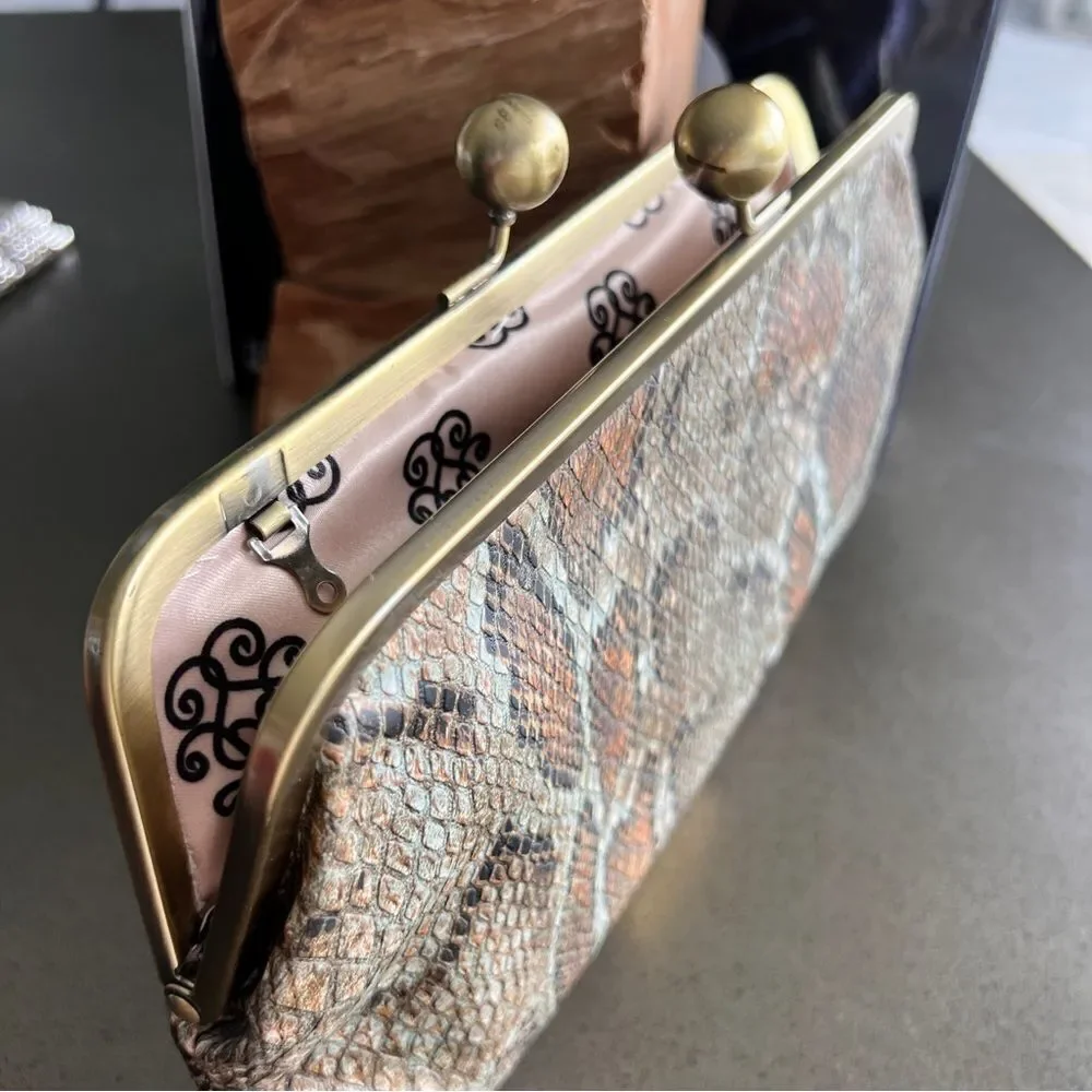 Jessica Simpson Faux Snakeskin Clutch Bag with Strap